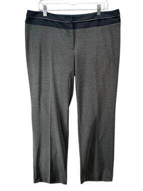 Lane Bryant Womens Pants Gray Comfort Stretch Zipper Career 14 Faux Leather trim